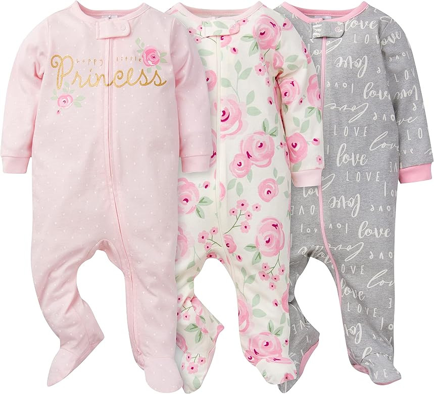 Gerber Baby Girls' 3-Pack Sleep 'N Play | Amazon (US)