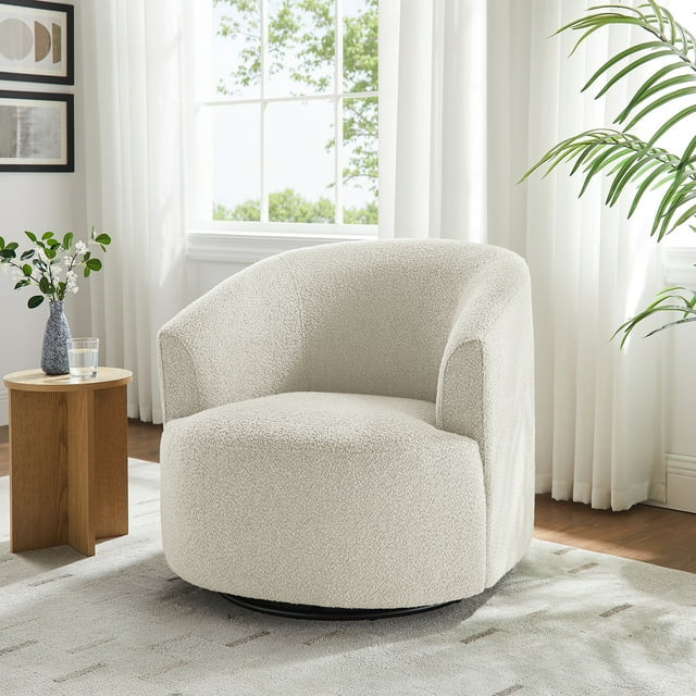 Mainstays Boucle Swivel Accent Chair, Cream | Walmart (US)