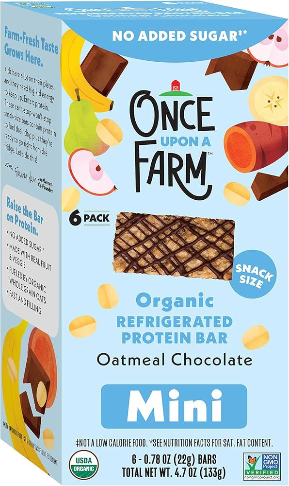 ONCE UPON A FARM Barra de avena orgánica con chispas de chocolate y avena 6 unidades, 1.6 onzas | Amazon (US)