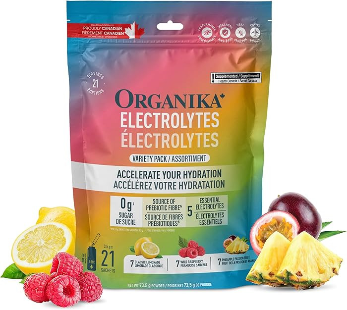 Organika Canadian-Made Electrolytes Powder - Variety Pack Sachets (Raspberry/Lemonade/Pineapple) ... | Amazon (CA)