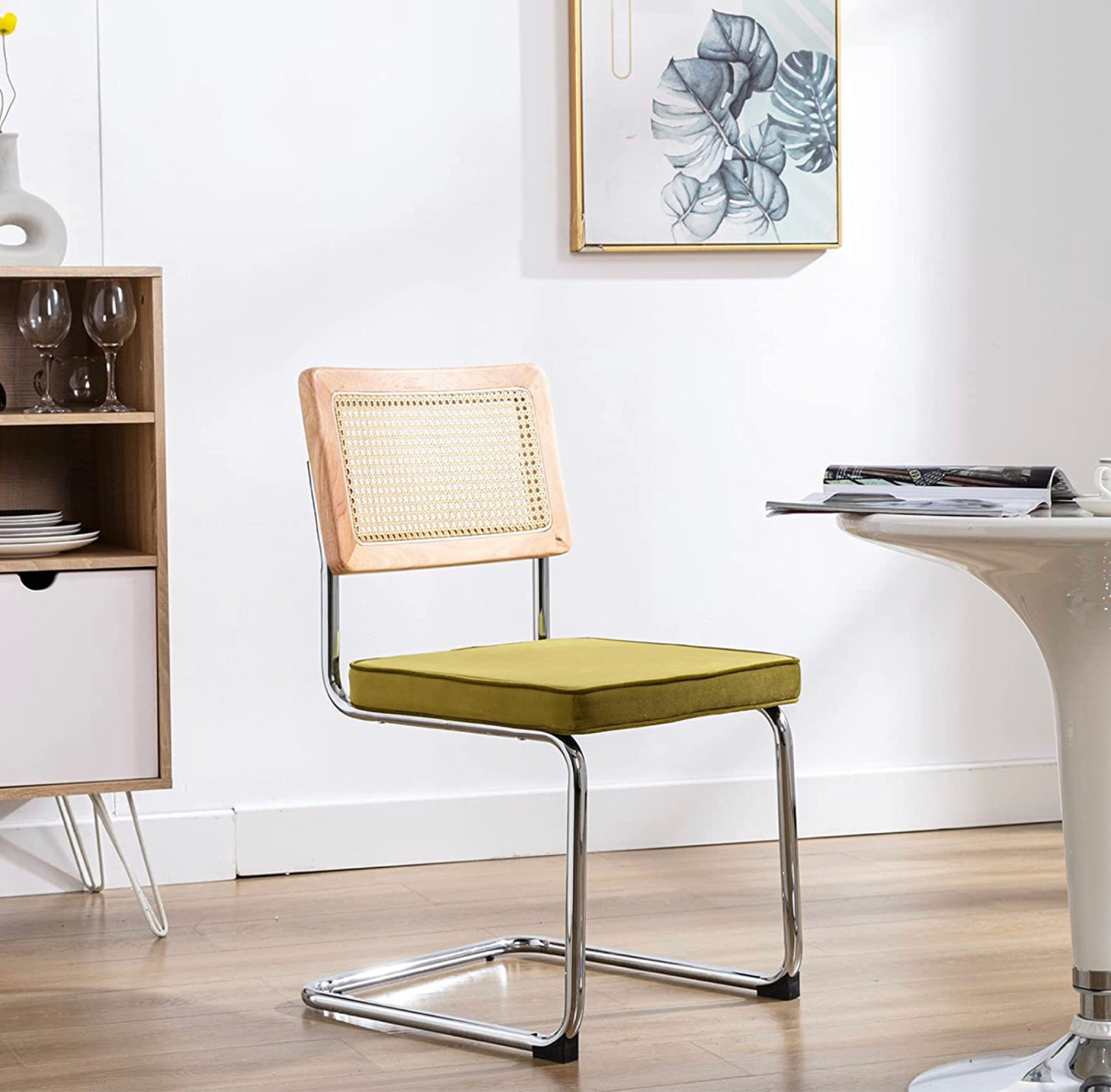 iMenting Velvet Dining Chairs, Mid Century Modern Chairs with Rattan Backrest Upholstered Comfy Side Chair for Home Kitchen Dining Room, Set of 2 Avocado

#LTKSeasonal #LTKhome #LTKstyletip