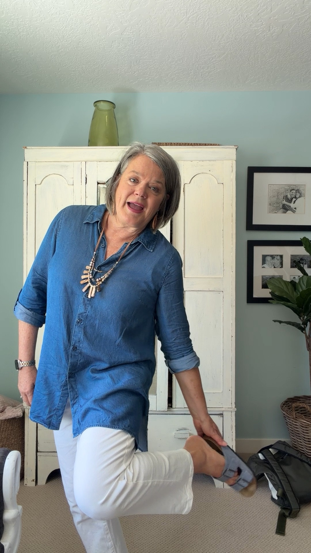 Easy style over 50 doesn’t have to be complicated. 💙

Give me a great button-down shirt, white pants and a few fun accessories and I’m happy!

I love how this blue shirt looks with crisp white pants, but it’s really the little extras that make the outfit — comfortable @Coldwater Creek Birkenstock sandals, a brown suede crossbody bag and a statement necklace that adds just enough personality.

This is exactly the kind of outfit I reach for when I want to feel comfortable, pulled together and still like myself.

And yes… I’m a firm believer that women over 50 can have a LOT of fun with fashion. We don’t need to fade into the background!

Would you wear this blue + white combination?

I’ve linked the pieces and similar options for you. 💙🤍

#Over50Style #ad  #AgelessStyle #EverydayStyle #

#LTKootd