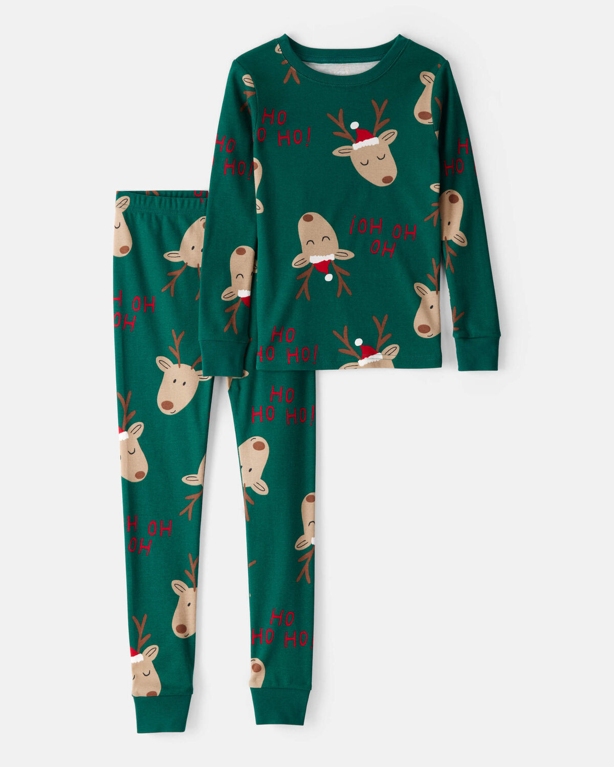 Kid Reindeer 100% Cotton Snug Fit 2-Piece Pajamas - Green | Carter's Inc