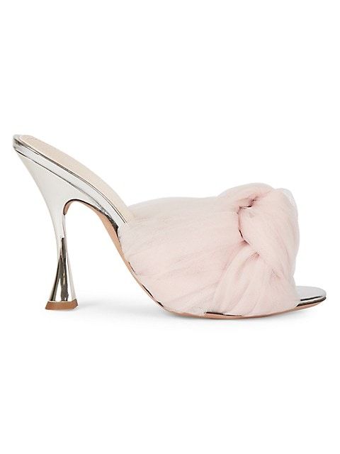 Maxi Bow Leather & Tulle Mules | Saks Fifth Avenue