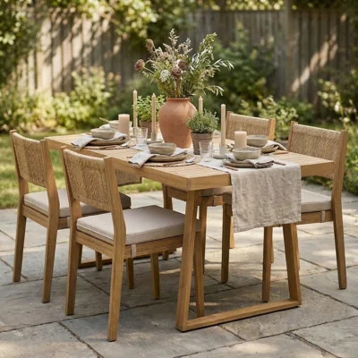 5-Piece Patio Dining Set for 4, Outdoor Furniture Sets with Rectangle Table, Patio Table and Chairs Set with Removable Cushions for Backyard | Wayfair North America