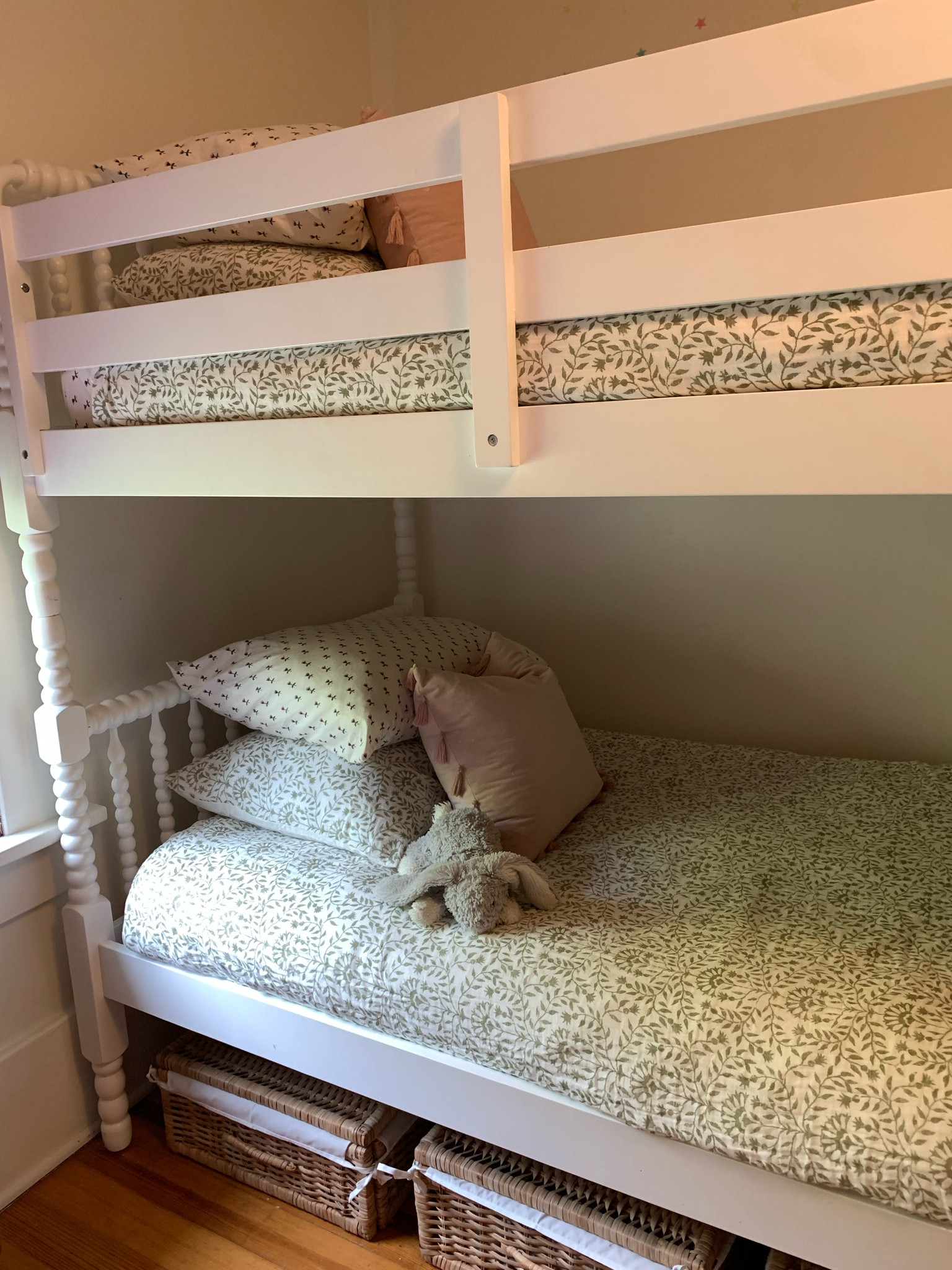 Spring sheets for a shared girls bedroom. 
🏷️ cottage living, small spaces, girls bedroom, bunkbeds

#LTKFamily #LTKKids #LTKHome