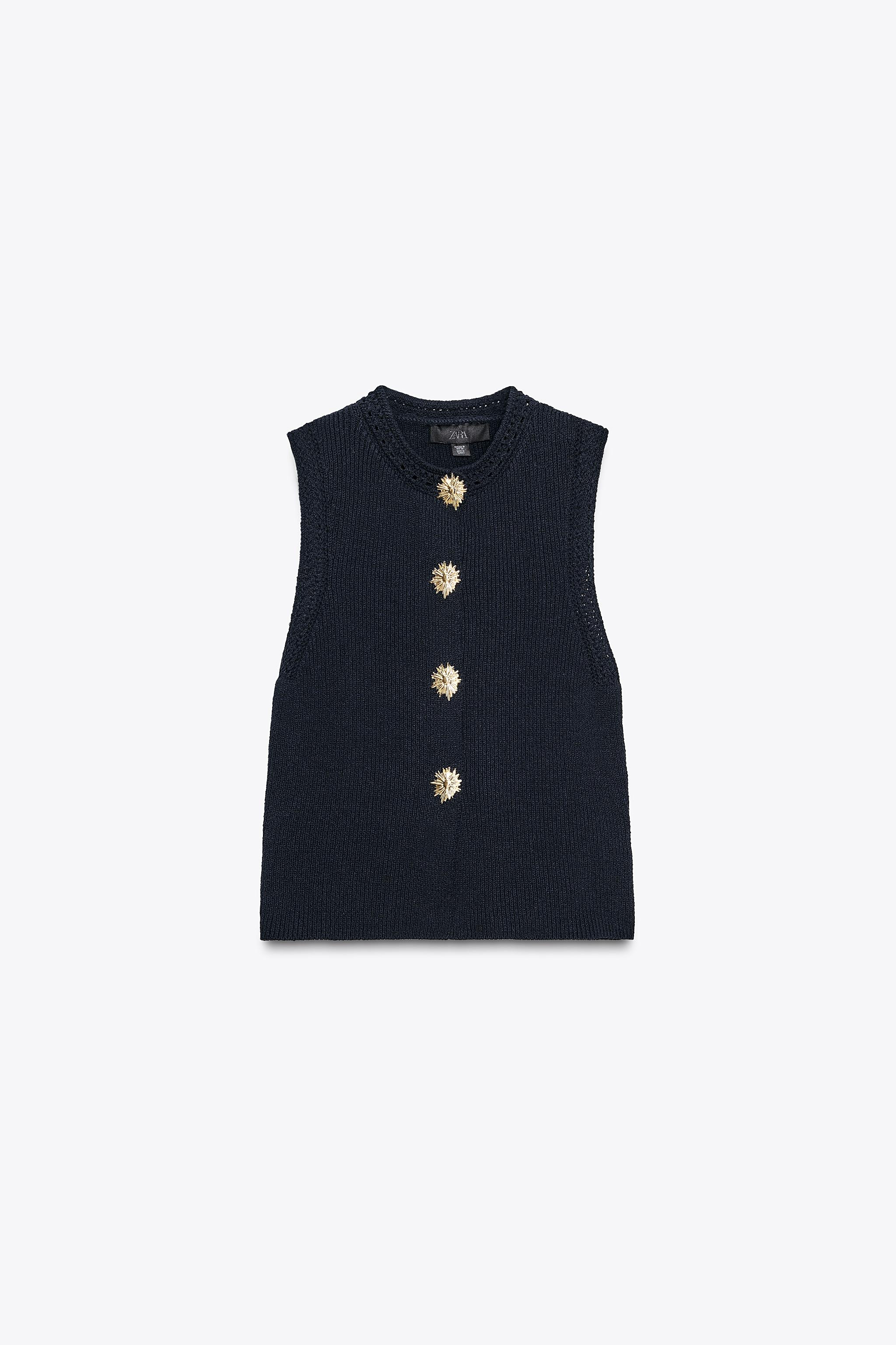 KNIT TOP WITH GOLD BUTTONS | Zara UK