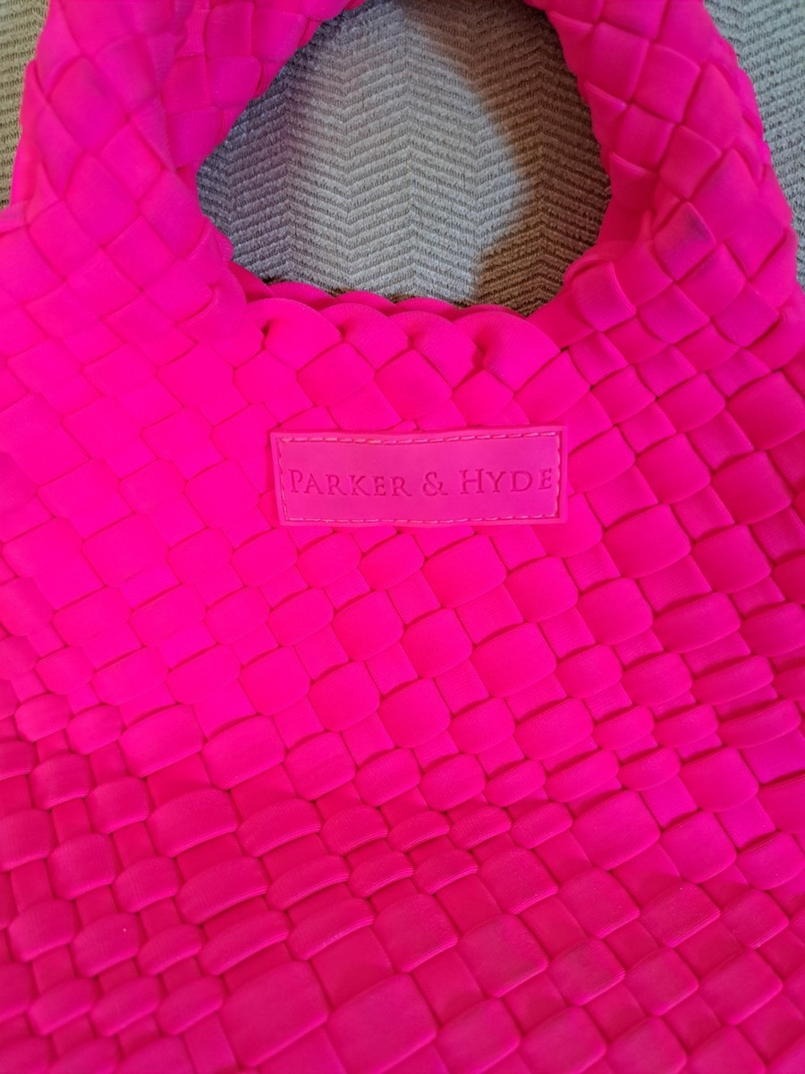 Parker & Hyde Hot Pink Woven Mini Tote Bag w/crossbody strap and wristlet | eBay US