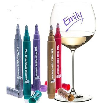 GAINWELL Wine Glass Markers – Pack of 8 Food-Safe Non-Toxic Wine Glass Marker Pens - Can also b... | Amazon (US)