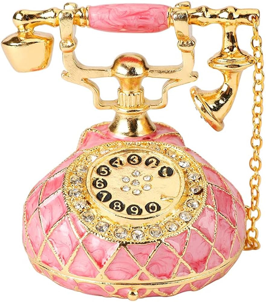 QIFU Hand Painted Pink Telephone Figurine Trinket Box Hinged Unique Gift for Family | Amazon (US)