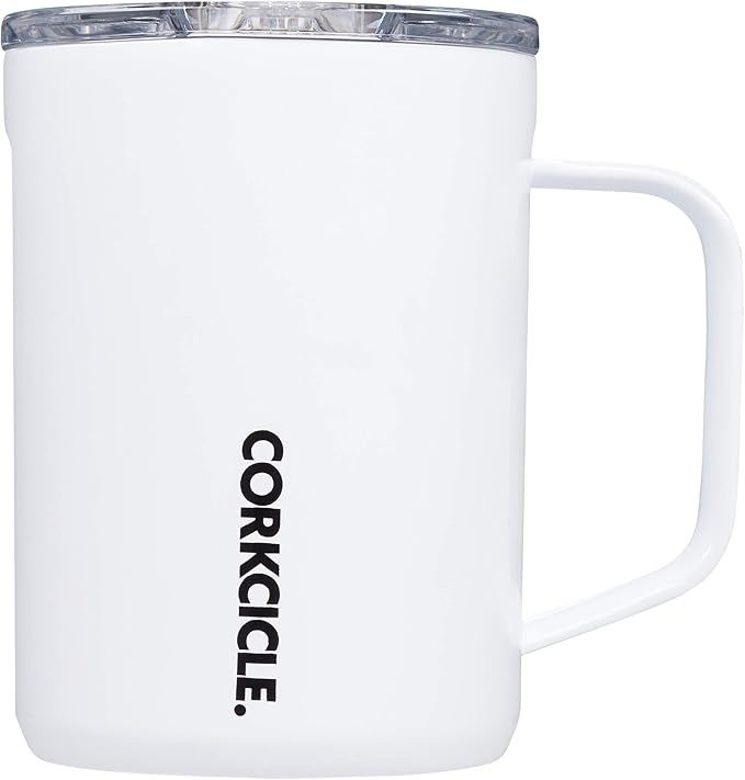 Corkcicle Coffee Mug - Triple-Insulated Stainless Steel Cup with Handle, 16 oz, Gloss White | Amazon (US)