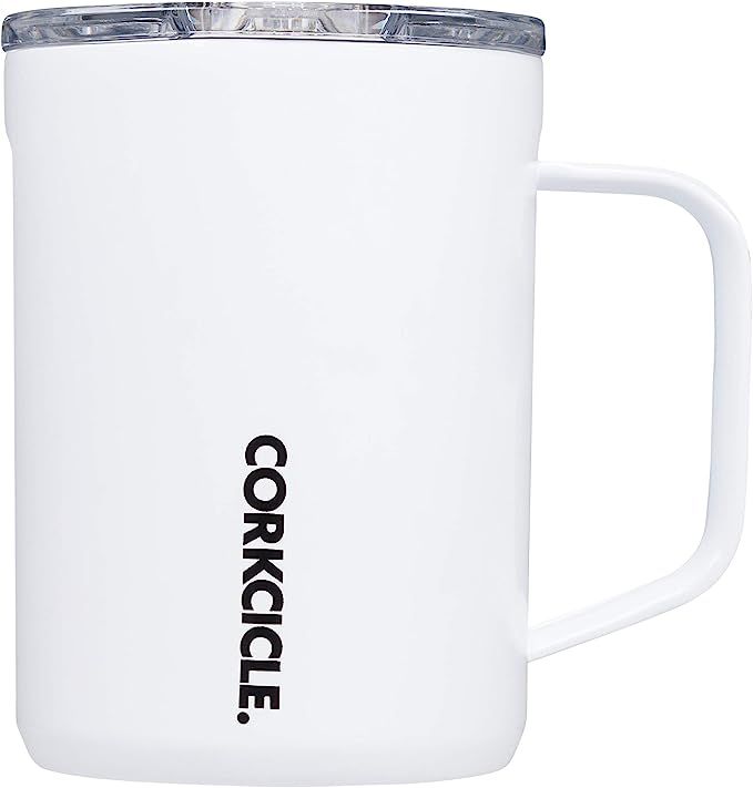 Corkcicle Coffee Mug - Triple-Insulated Stainless Steel Cup with Handle, 16 oz, Gloss White | Amazon (US)