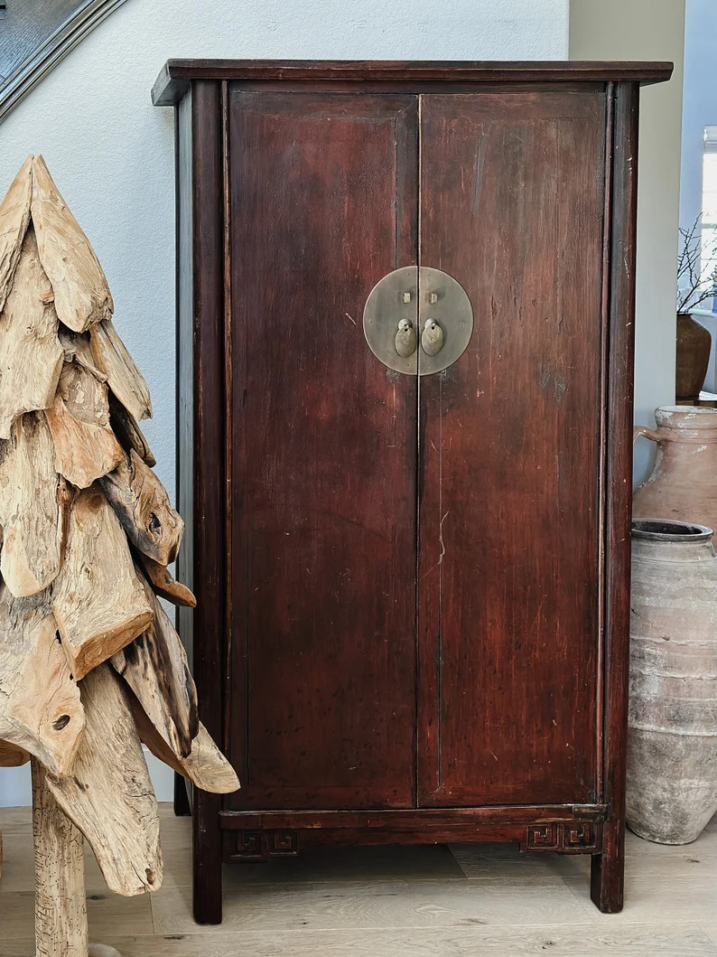 Antique Chinese Elm Cabinet/armoire - Etsy | Etsy (US)
