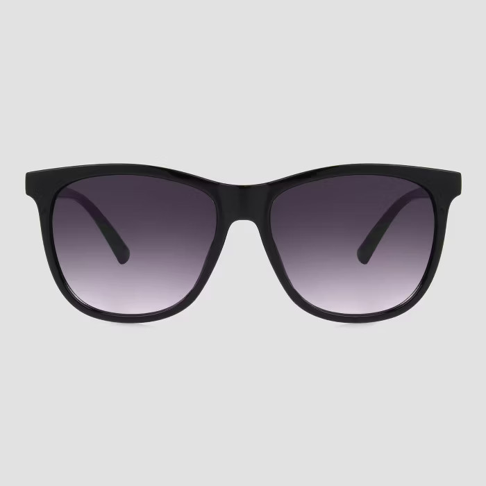 Women's Square Plastic Shiny Sunglasses - A New Day™ Black | Target