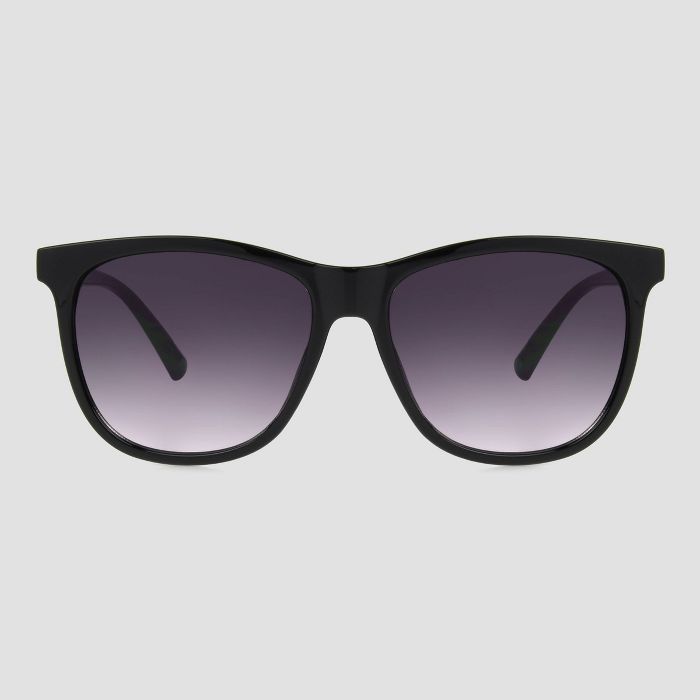 Women's Square Plastic Shiny Sunglasses - A New Day™ Black | Target