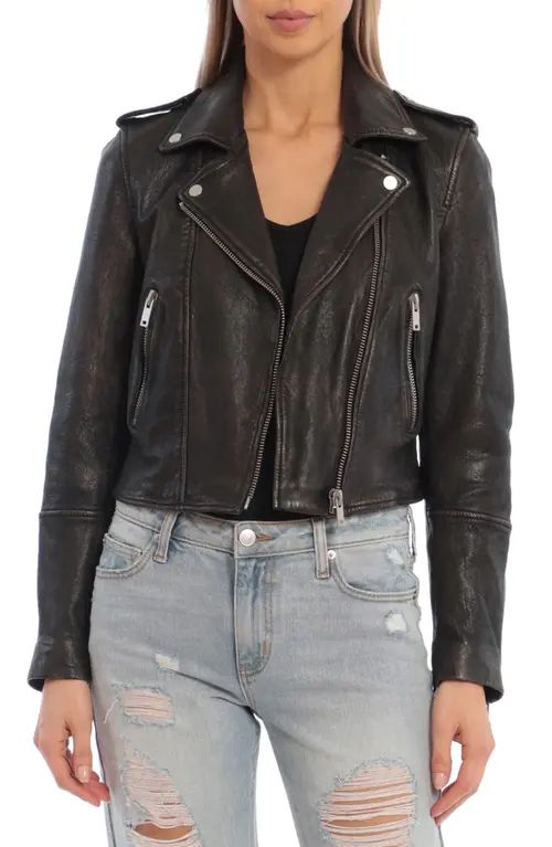 Avec Les Filles Leather Biker Jacket in Black Grey at Nordstrom, Size Small | Nordstrom