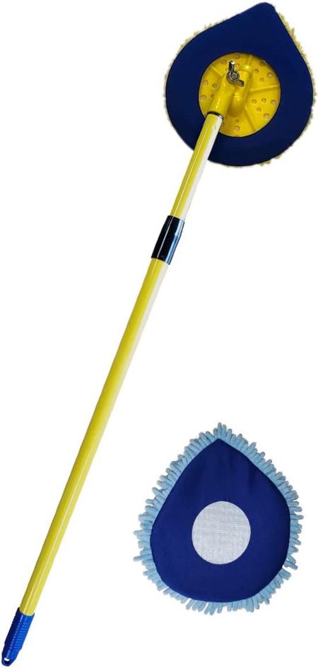 CHOMP! Long Handle Dust Mop: 5 Clean Walls Extendable Wall Washer, Ceiling Cleaner and Baseboard Duster - Telescoping Dry Dust/Wet Wash Cleaning Mop with Washable Microfiber Pad 