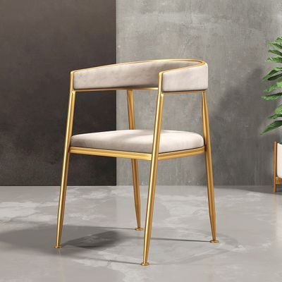 Modern Velvet Upholstered Dining Chair with Gold Metal Leg in Beige - Kitchen & Dining Furniture ... | Homary.com