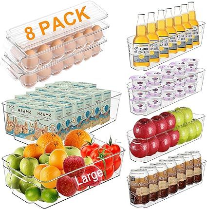 Alpacasso Fridge Organizer Storage Bins Stackable Freezer Kitchen Containers with Handles BPA Cle... | Amazon (US)