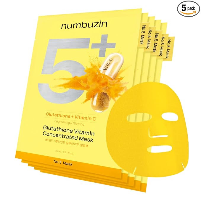 numbuzin No.5 Sheet Mask | Vitamin Spotlight Sheet Mask | Glutathione and Vitamin C | Reduces Hyp... | Amazon (US)