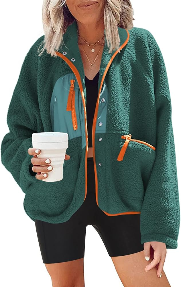Nirovien Womens Fuzzy Fleece Jacket Button Down Sherpa Coats Casual Winter Warm Outwear with Pock... | Amazon (US)