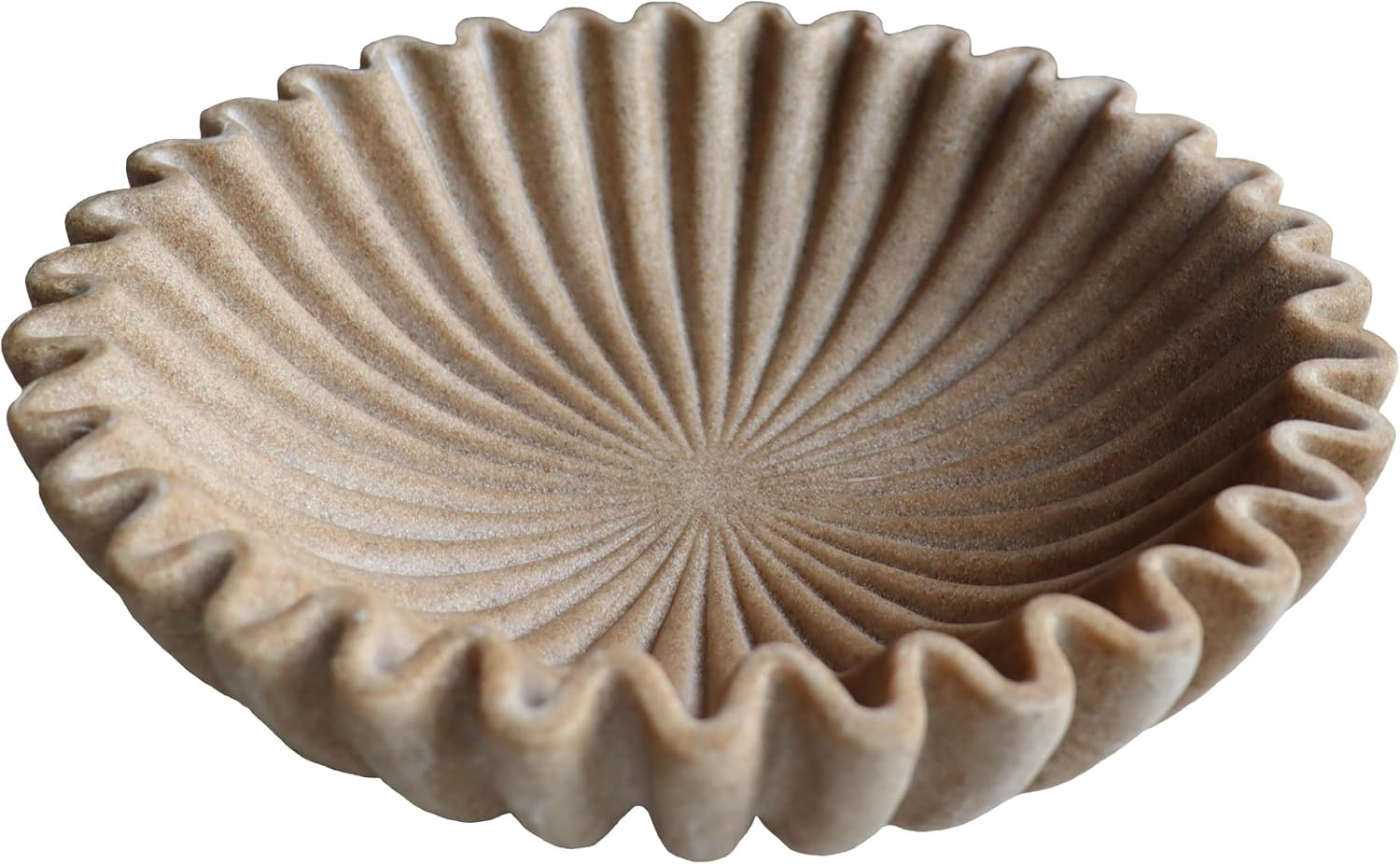 10" Large Decorative Bowl decor, Scalloped Bowls for Modern Home Decor,Ruffle Decor,Stylish Key Bowl for Entry Table,Decorative Fruit Bowl for Kitchen Counter,Artificial Stone Beige | Amazon (US)