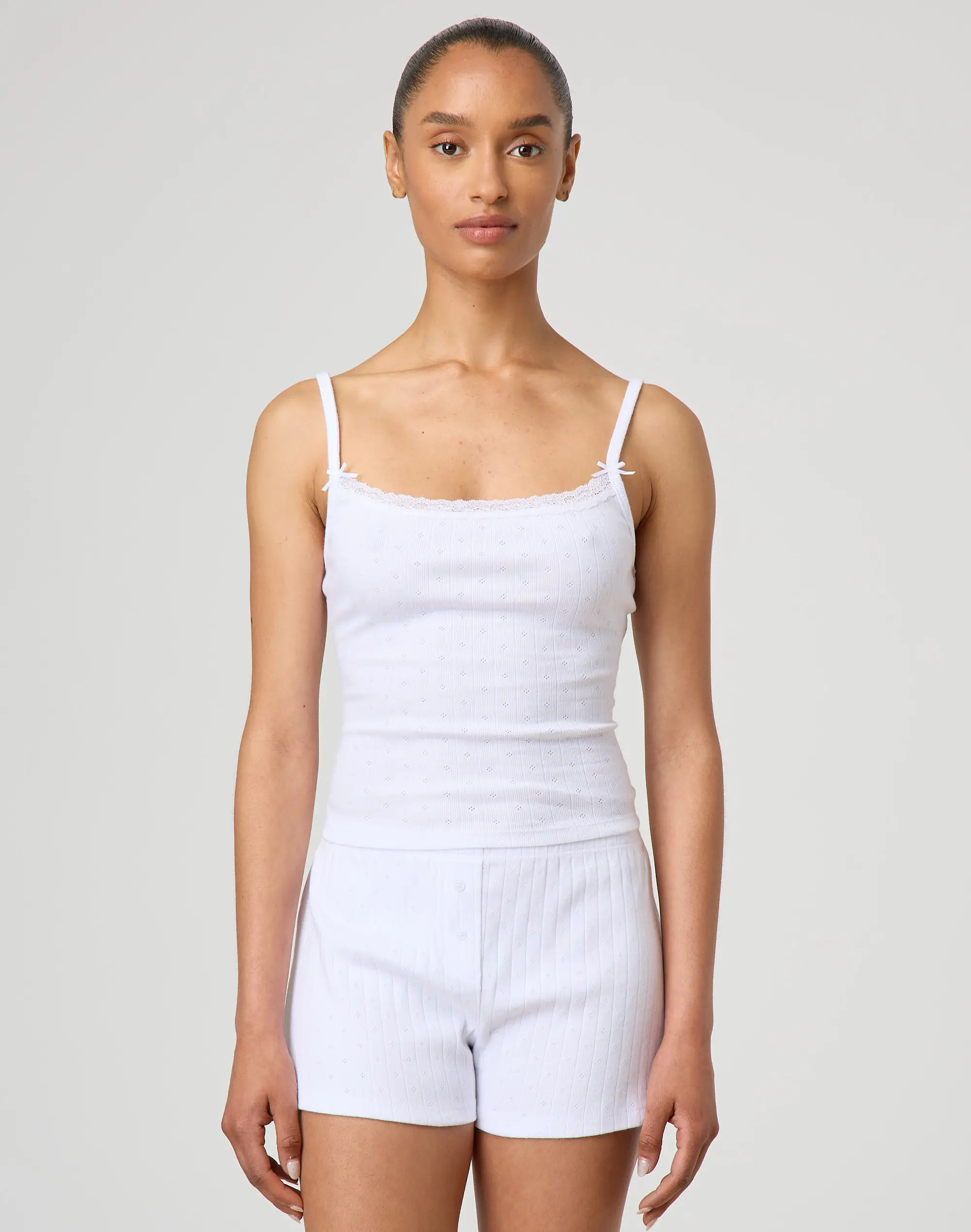 Lace Trim Pointelle Fitted Tank | Glassons (Australia)