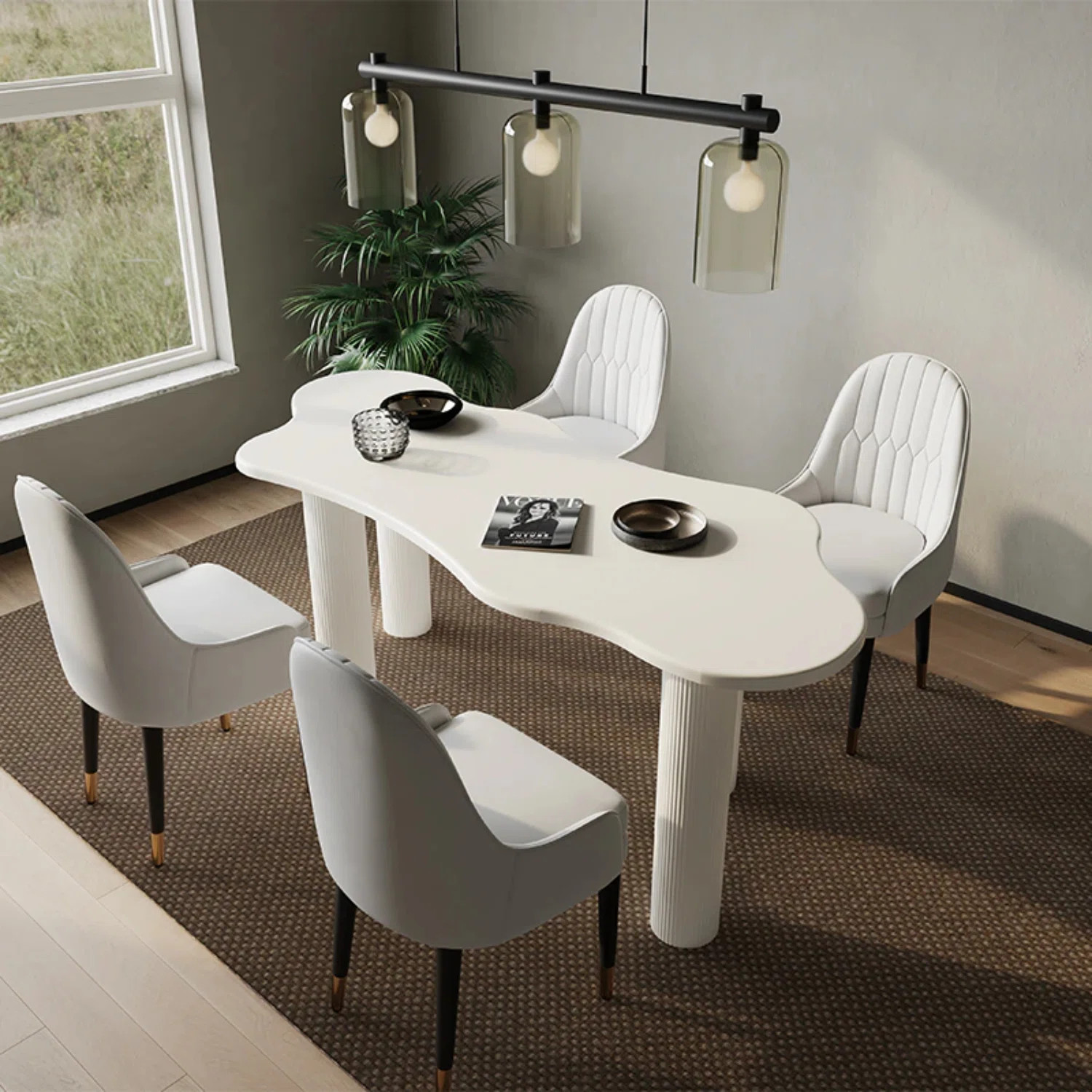 George Oliver Dining Table with Irregular-Shaped Tabletop Elina Nordic 4-Leg & Reviews | Wayfair | Wayfair North America