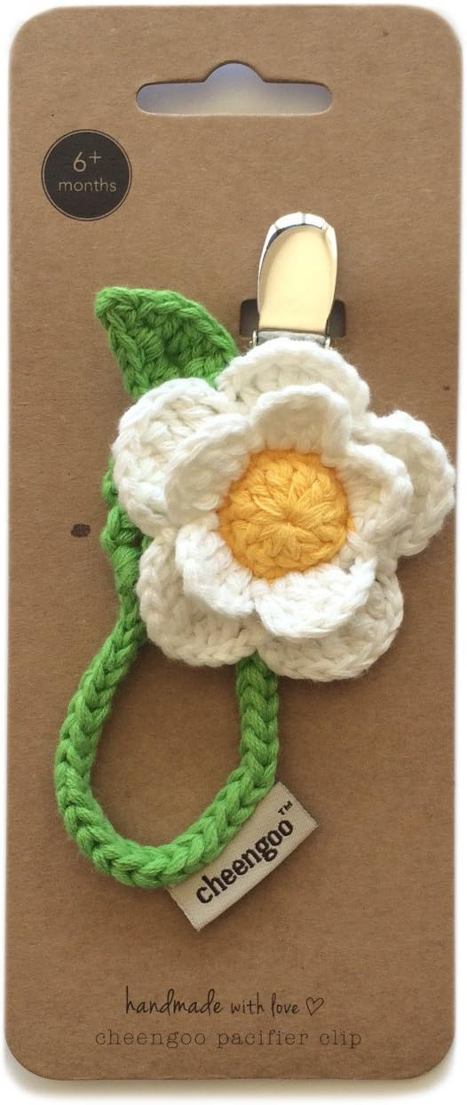 Organic Hand Crocheted Pacifier Clip - Daisy | Amazon (US)