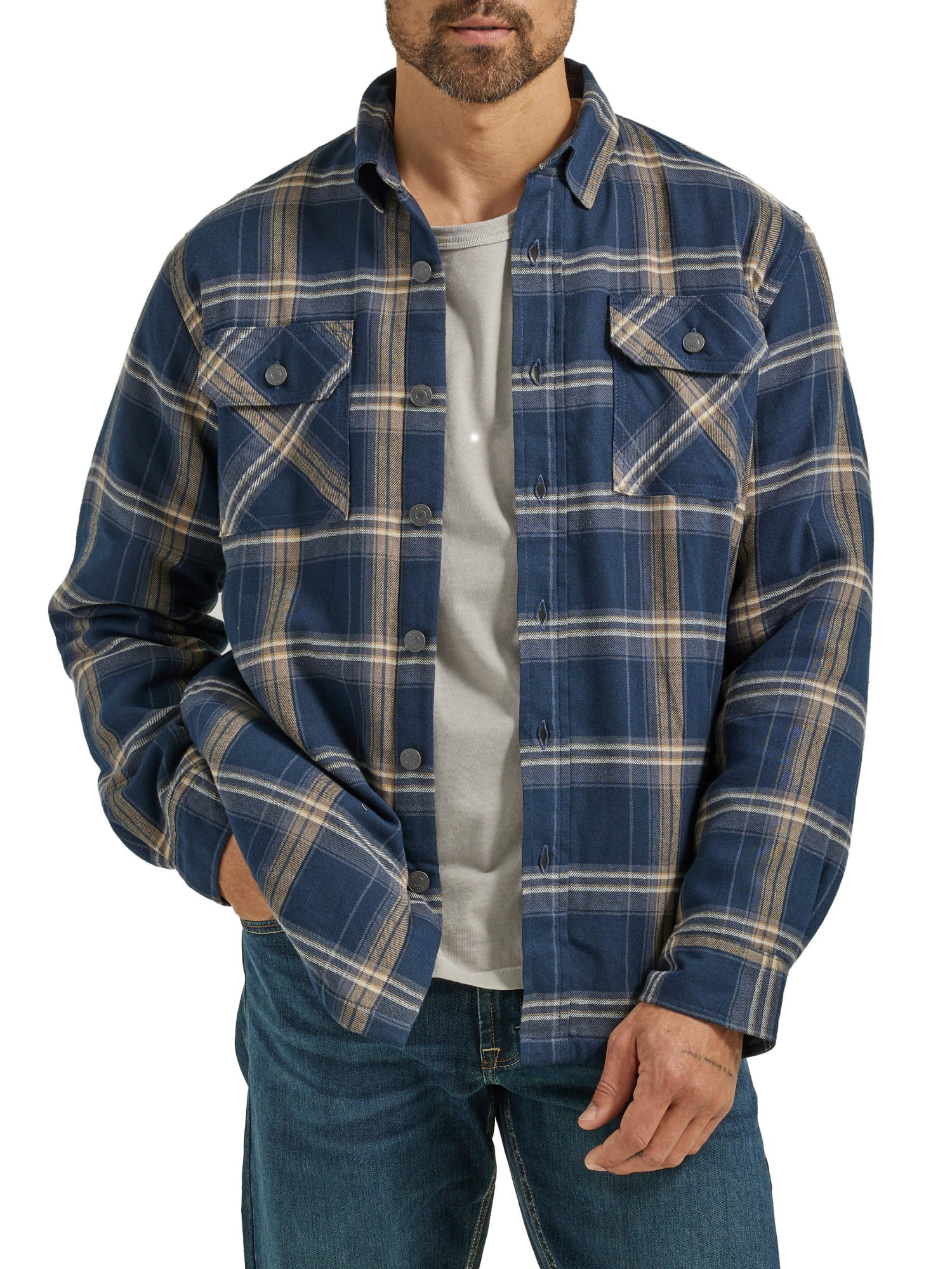Wrangler Men's Long Sleeve Heavyweight Shirt - Walmart.com | Walmart (US)
