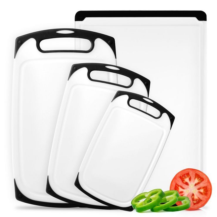 Belwares Plastic Cutting board Set of 4, with Non-Slip Feet & Deep Drip Juice Groove | Target
