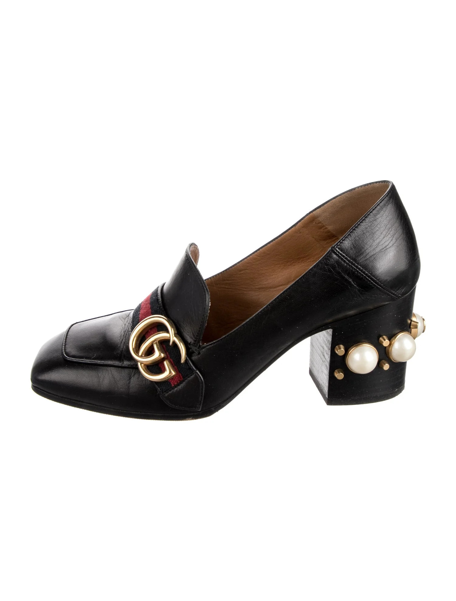 Gucci Faux Pearl Accents Leather Pumps - Black Pumps, Shoes - GUC1994760 | The RealReal | The RealReal