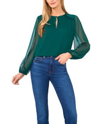 Women's Long Sleeve Ruffle Detail Top | Macy's