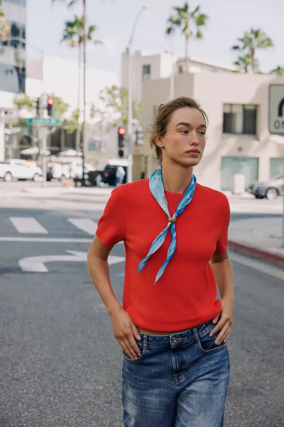 PLAIN KNIT SHORT SLEEVE JUMPER | Zara UK