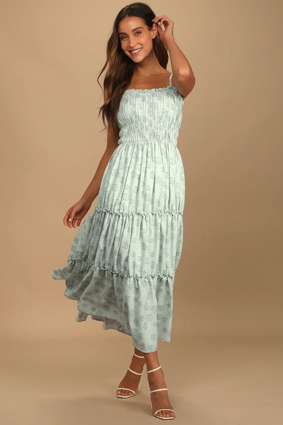 Bloom Sweetly Sage Green Tiered Maxi Dress | Lulus (US)