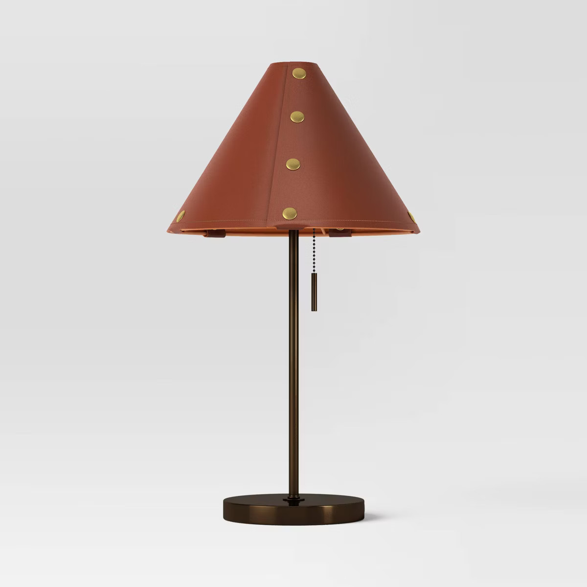 Table Lamp with Leather Shade Brown - Threshold™: Metal Base, Cone Shape, No Assembly, SGS Cert... | Target