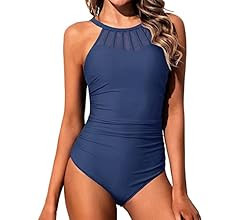 Holipick Women High Neck One Piece Swimsuit Tummy Control Halter Slimming Bathing Suit Mesh Swimw... | Amazon (US)