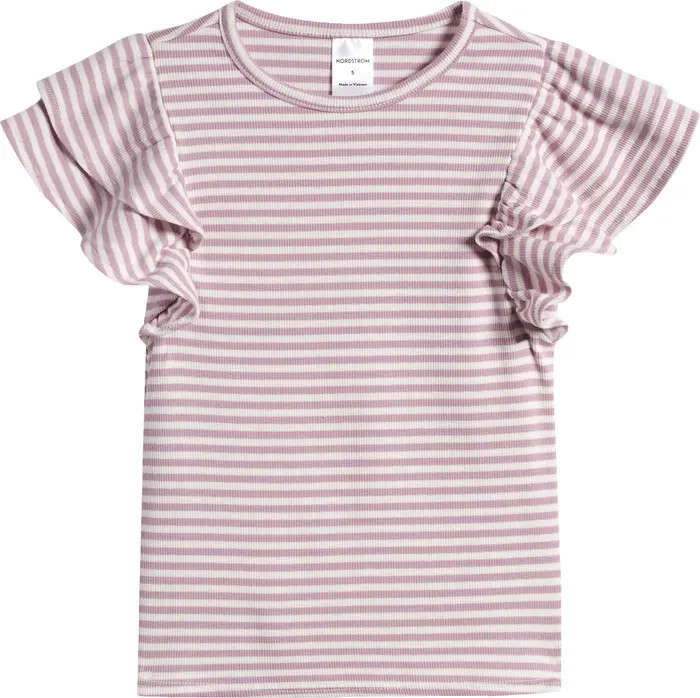 Nordstrom Kids' Flutter Sleeve Rib T-Shirt | Nordstrom | Nordstrom