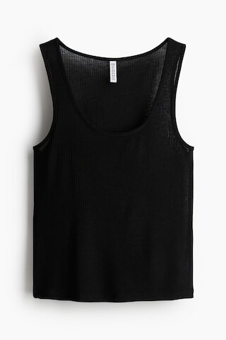 H & M - Sheer Ribbed Tank Top - Black | H&M (US + CA)