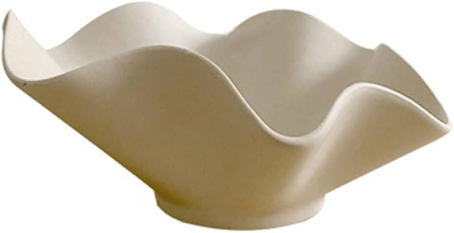 ZHANGXLIMG-2025 Fruit Plate Wave-Shaped Terracotta Fruit Bowl Textured Matte Finish Artistic Serv... | Amazon (US)