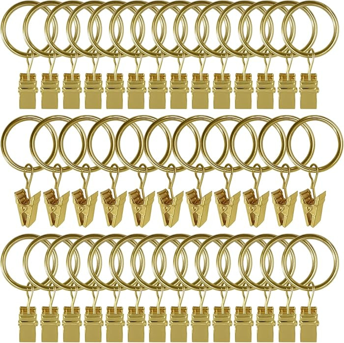 44 Pack Metal Curtain Rings with Clips, Drapery Clips with Rings, Drapes Rings 1 inch Inner Diame... | Amazon (US)