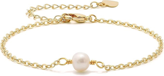 18K Gold Chain Bracelet Tiny Pearl Lucky Evil Eye Turquoise Link Bracelet Sets Minimalist Layerin... | Amazon (US)