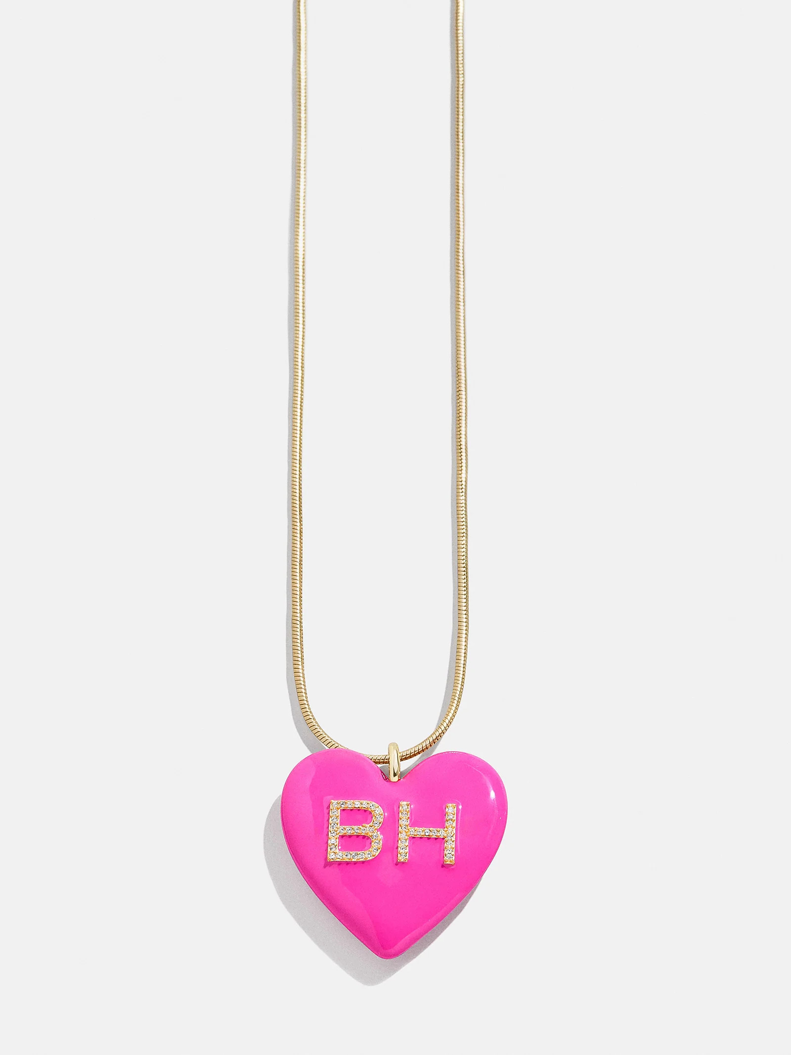 Custom Initial Enamel Heart Pendant Necklace - Hot Pink | BaubleBar (US)