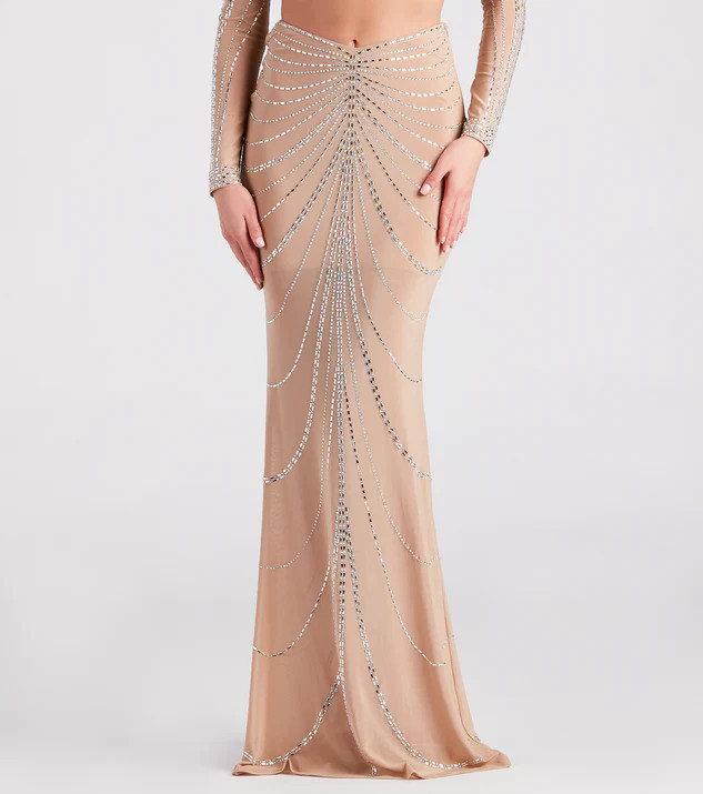 Wrapped In Rhinestone Maxi Skirt | Windsor Stores