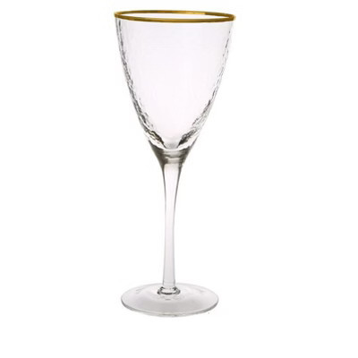 Classic Touch Set Of 6 Wine Glasses With Simple Gold Design - 3.5"D X 8.5"H | Target