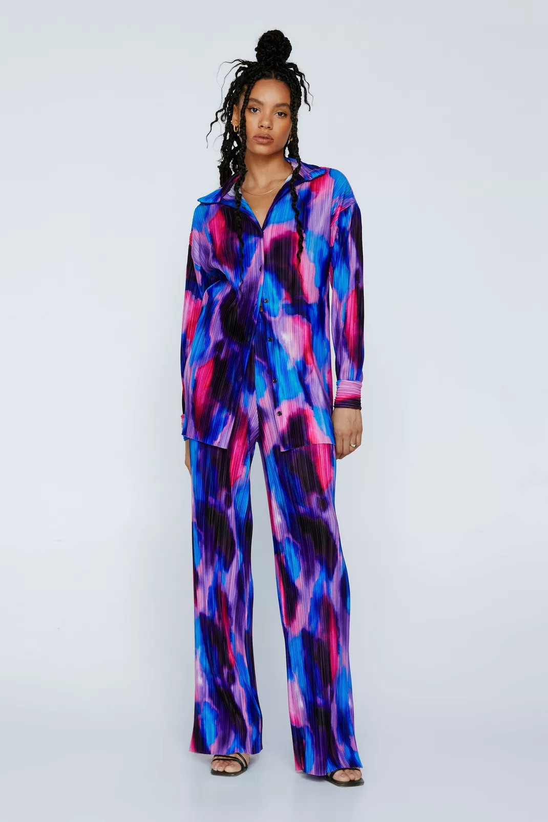 Printed Plisse High Waisted Pants | Nasty Gal (US)