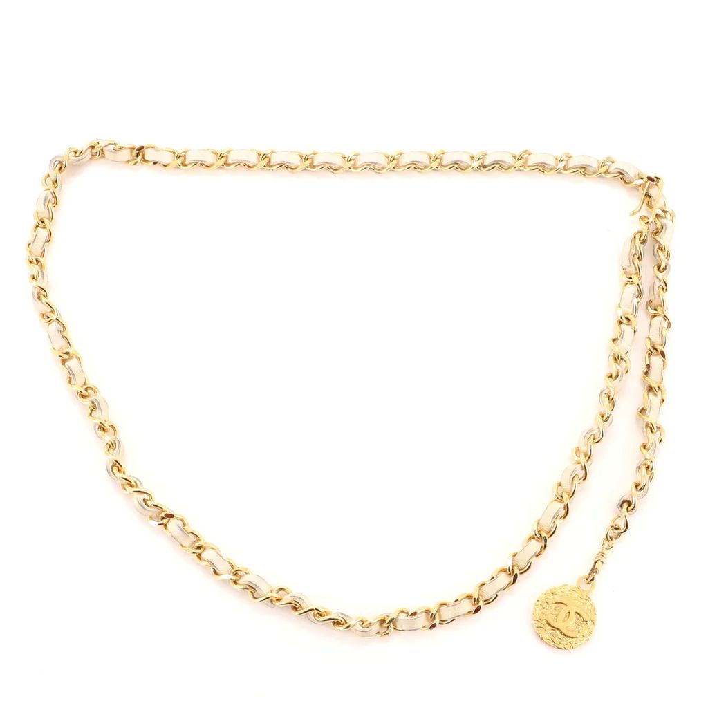 Chanel Vintage Medallion Chain Belt Metal and Leather Gold 64445613 | Rebag