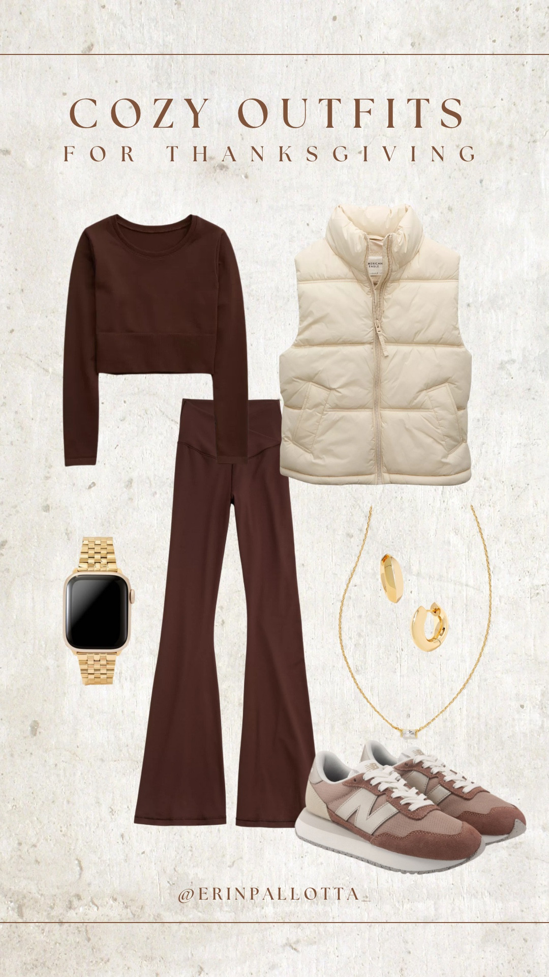 I love a matching set! This one is technically athleisure but feels more elevated with the rich brown color. Paired with gold jewelry, a warm puffer vest, and a pair of fun sneakers, it’s perfect for Thanksgiving dinner.

#LTKActive #LTKHoliday