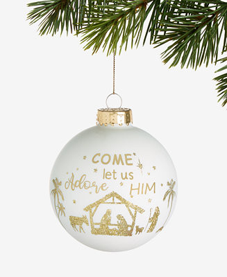 Holiday Lane Blessed White And Gold Nativity Ball Ornament, Macy's Exclusive  - Macy's | Macy's