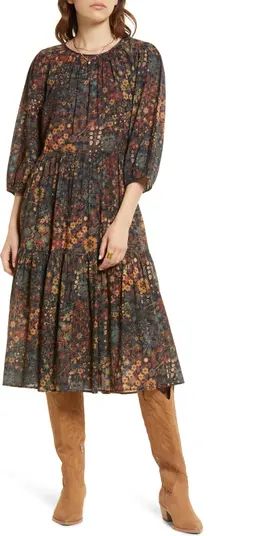 Floral Print Tiered Cotton Gauze Dress | Nordstrom